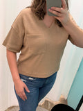 Ribbed V-Neck Boxy Knit Top