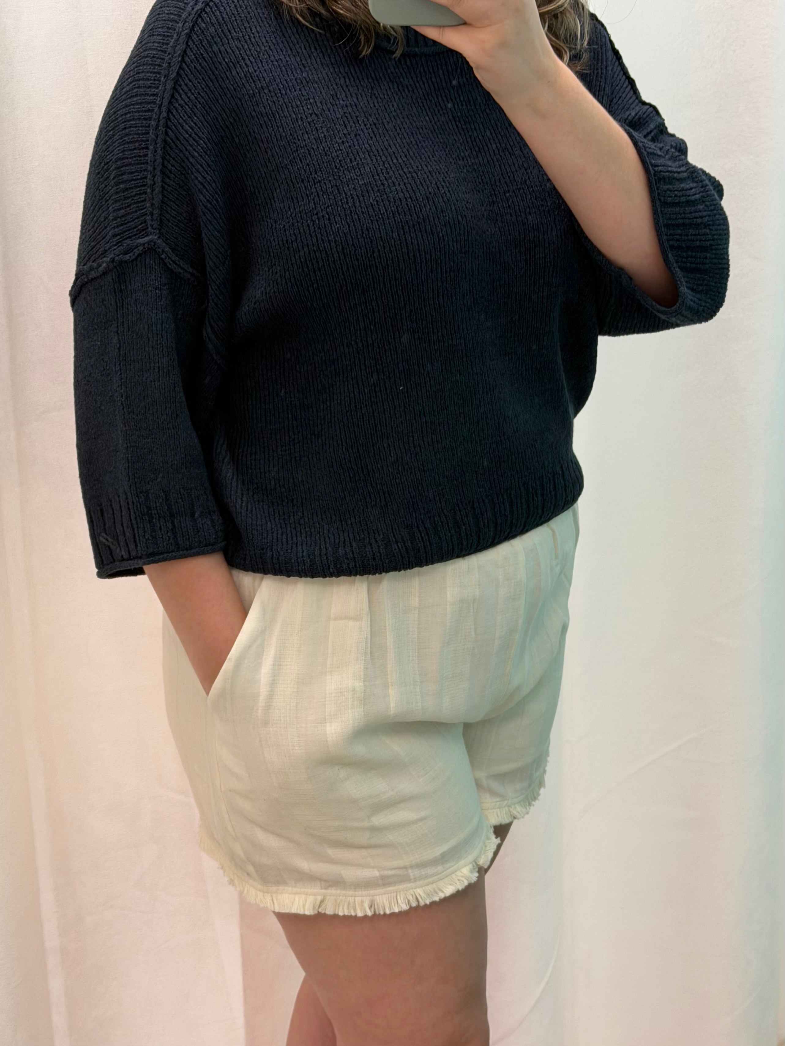 Raw Edge Knit Crew Neck