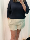 Raw Edge Knit Crew Neck