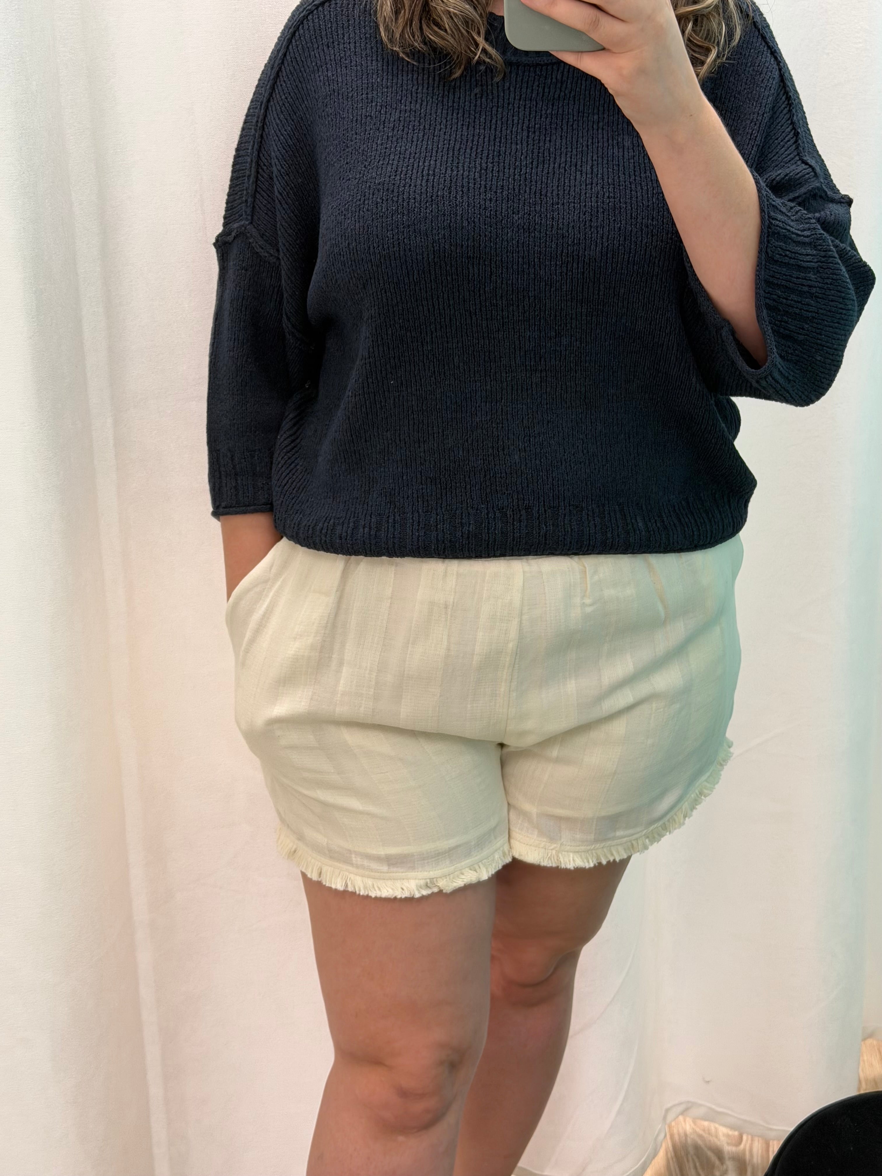 Raw Edge Knit Crew Neck