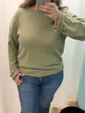 Textured Raw Edge Knit Sweater (Olive)