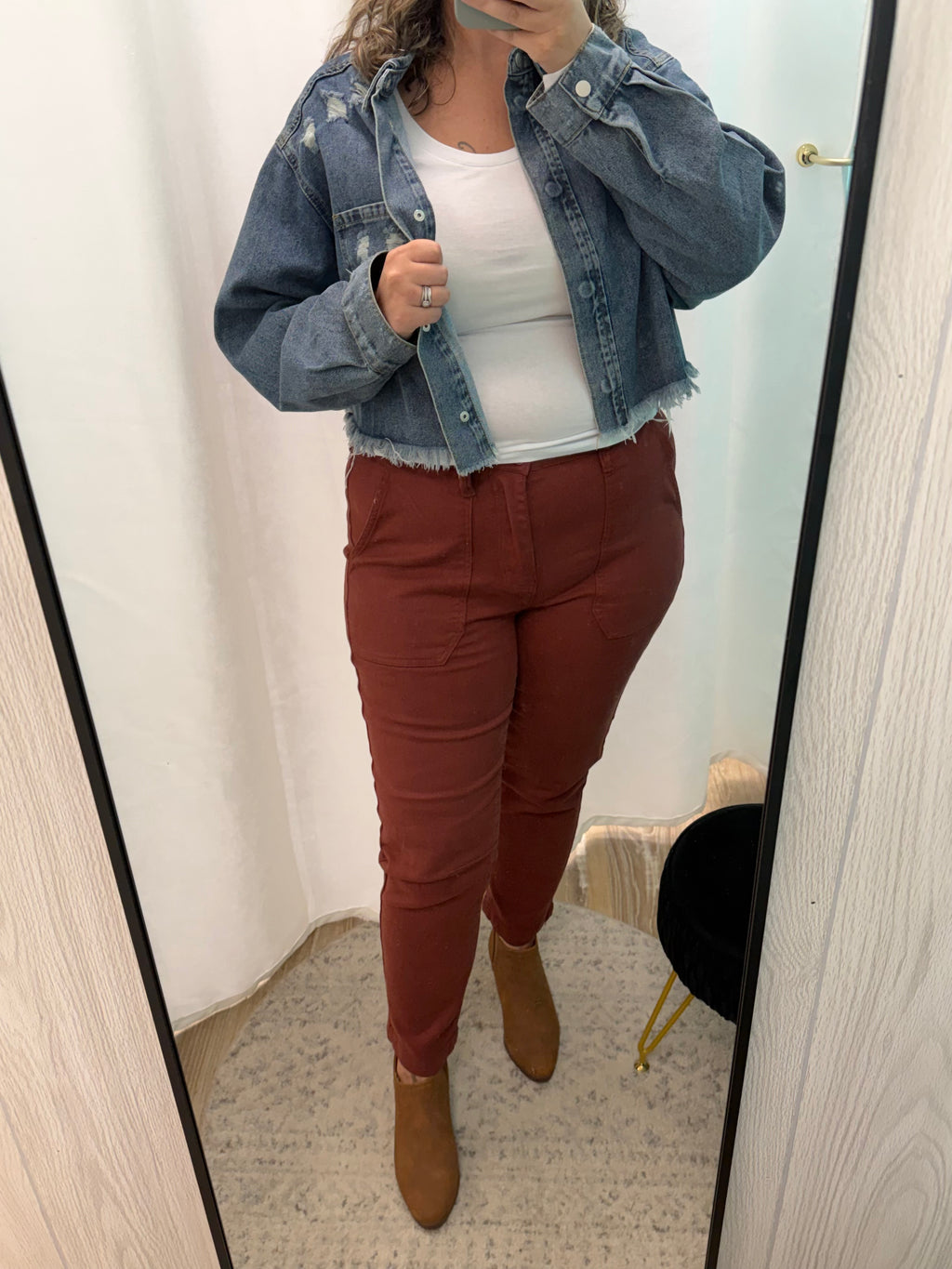 Frayed Hem Denim Distressed Jacket