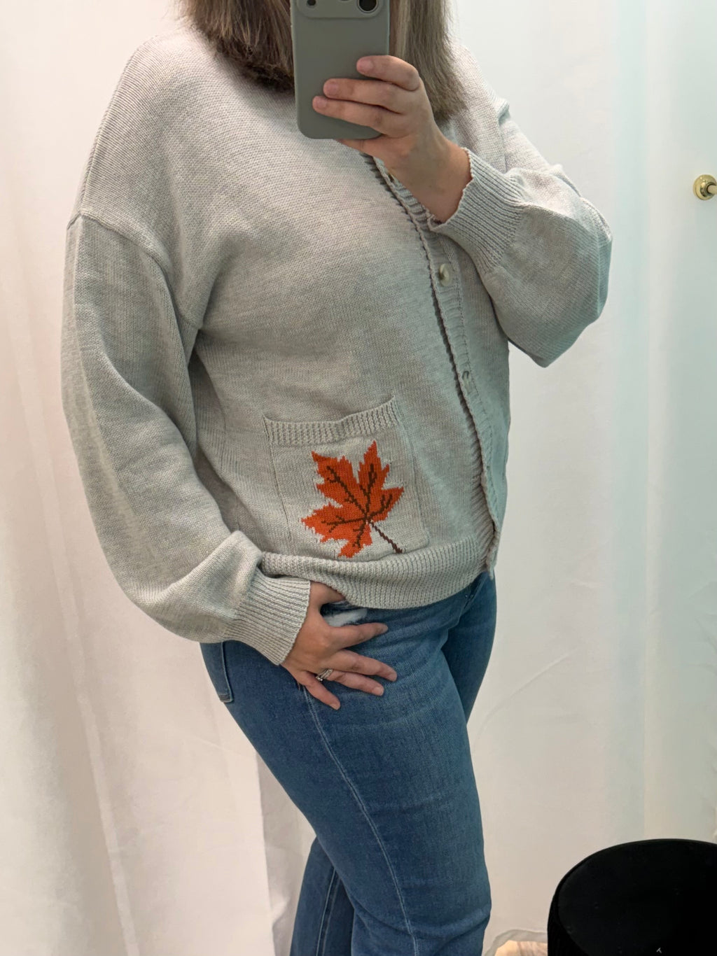 Fall Leaf Button Down Cotton Cardigan