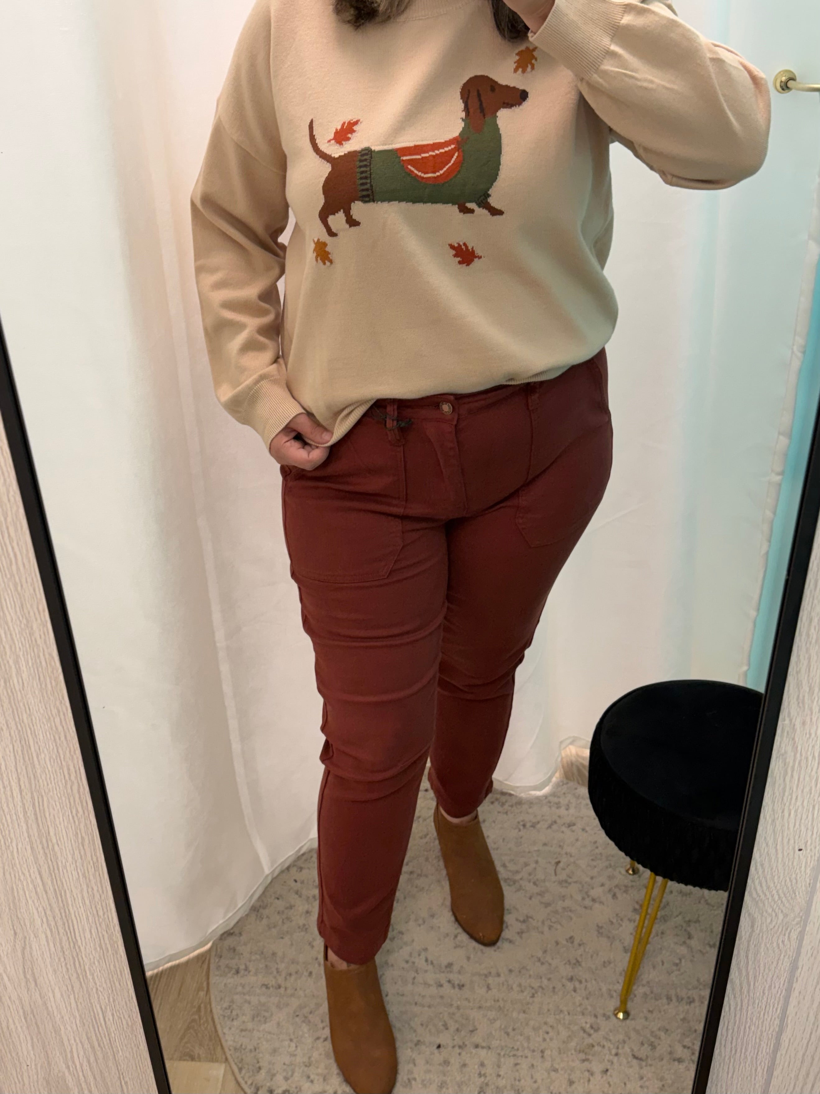 Cozy Fall Dachshund Knit Sweater