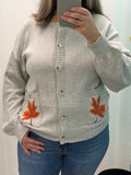 Fall Leaf Button Down Cotton Cardigan