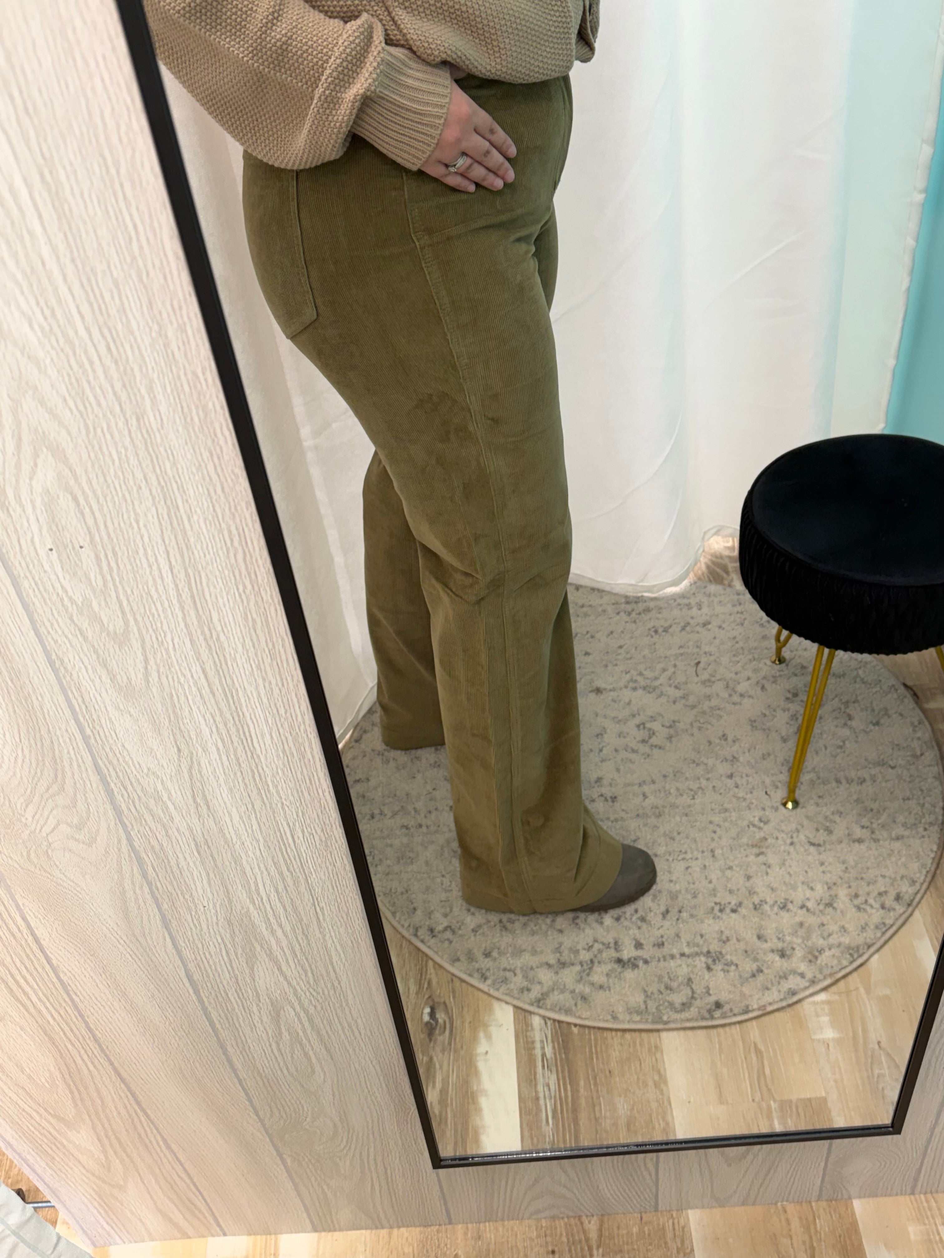 Olive High Waisted Judy Blue Corduroy Wide Leg