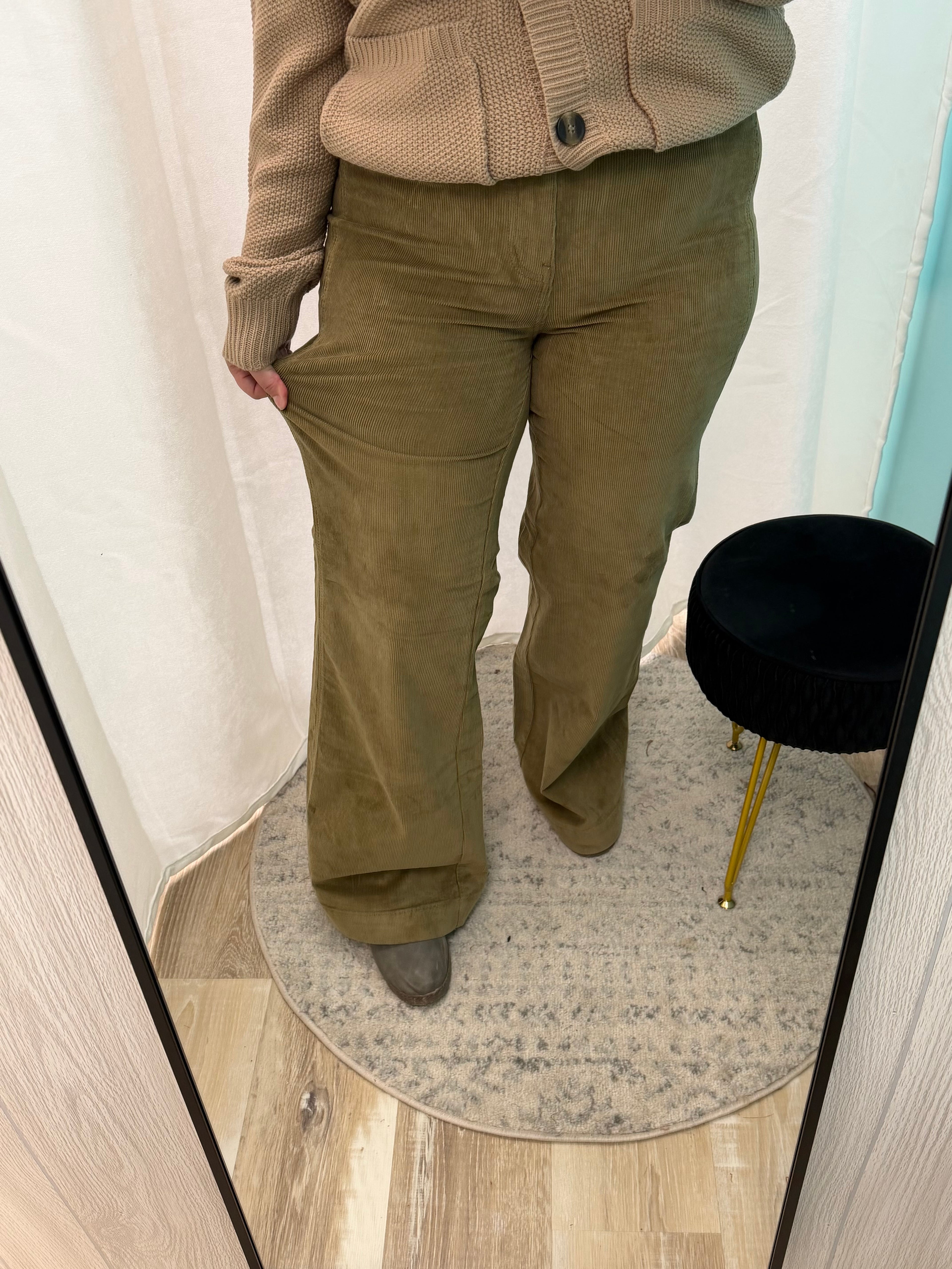 Olive High Waisted Judy Blue Corduroy Wide Leg